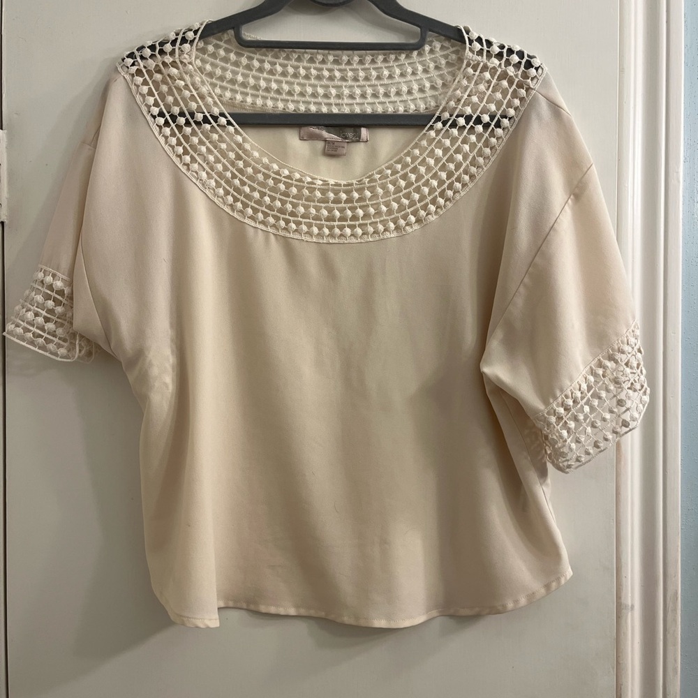 Forever 21 Cream Crochet Accent Blouse